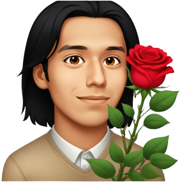 Guy holding roses emoji