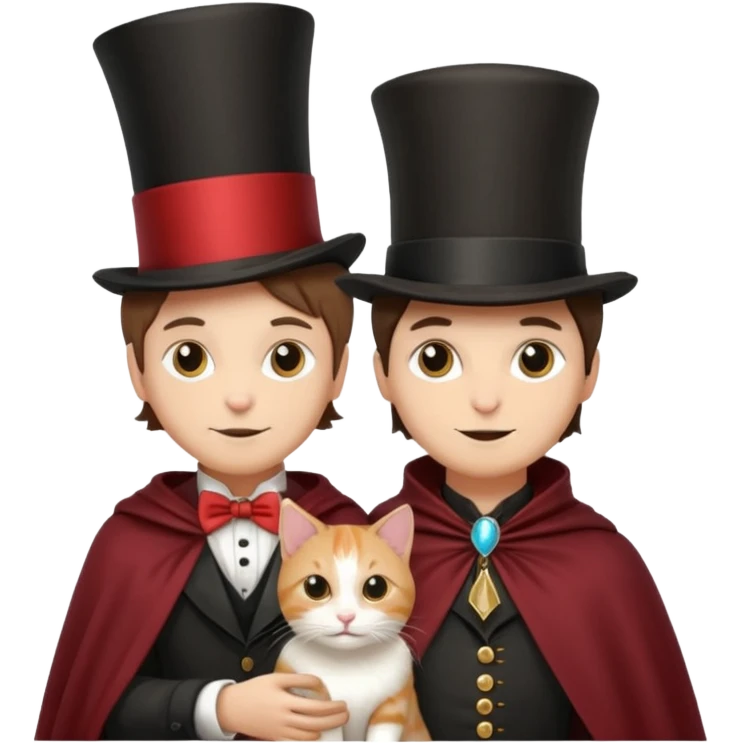 magician couple and their pet cat emoji