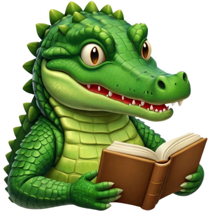 kitap okuyan timsah emoji