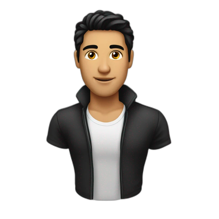 hombre, joven, moreno, cabello mediano, color negro emoji