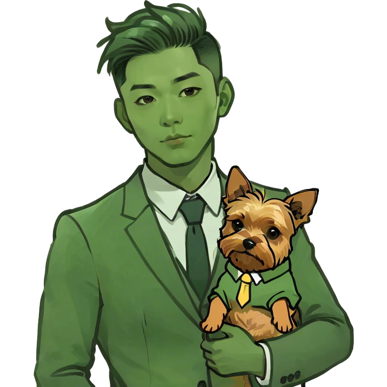Hot Korean man and yorkie emoji
