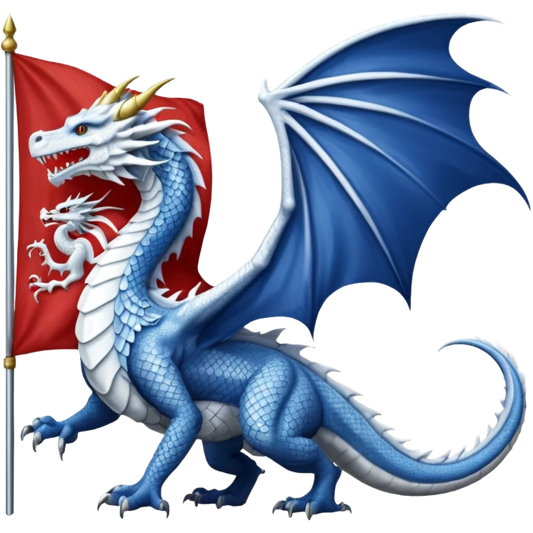 Create a flag with a red background and a white dragon like the red dragon of the welsh flag emoji