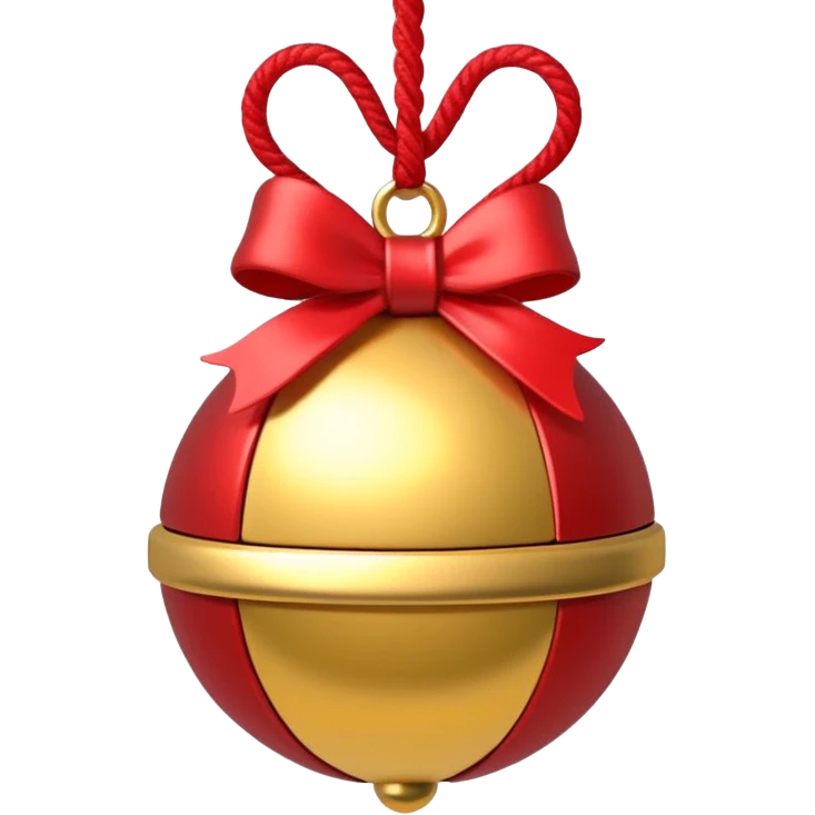 cute jingle bell with red and white rope and floral decoratons emoji