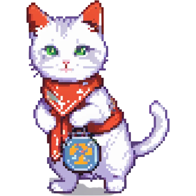 a little cat with two lm249's and a red bandana, he's just blasting!
 emoji