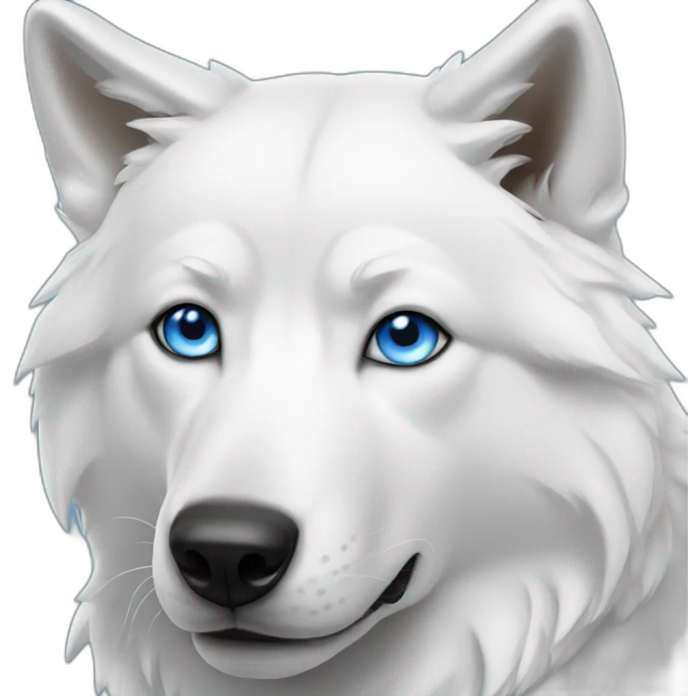 White wolf dog blue eyes emoji