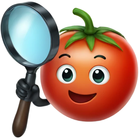 happy tomato with magnifying glass in hand emoji