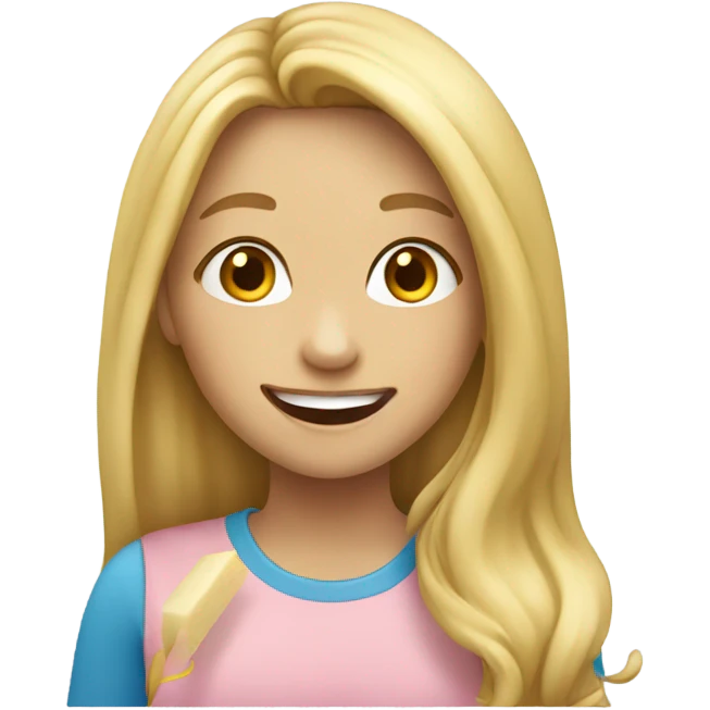  Blonde long hair girl eating emoji