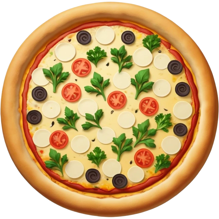 Whole cheese pizza with veggies on it  emoji