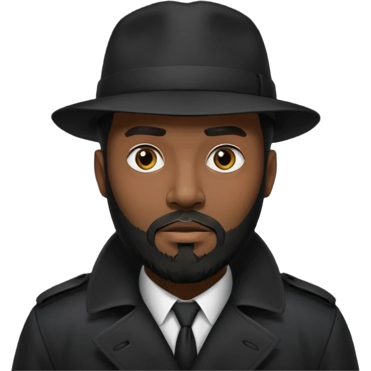 black bearded man in black in black trenchcoat  emoji