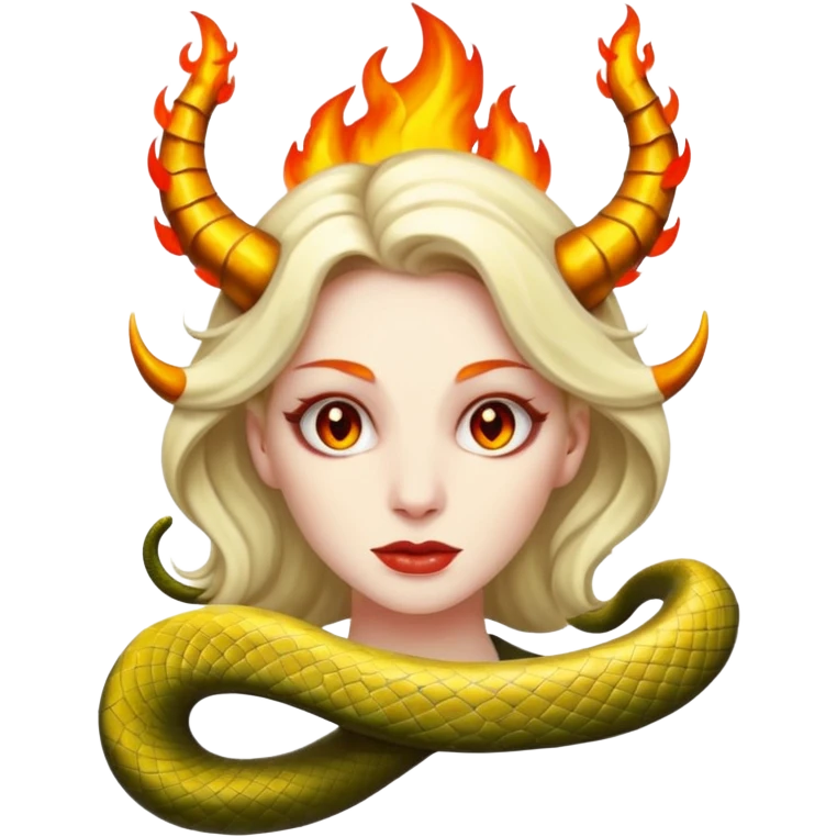 Women snake  and flame horn emoji