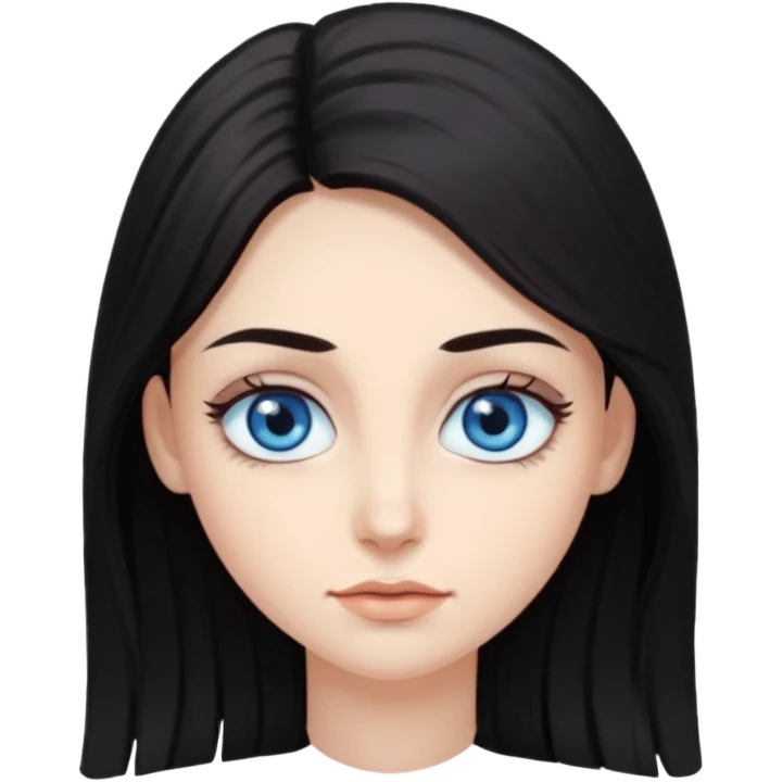 long dark hair with big blue eyes and long dark eyelashes emoji