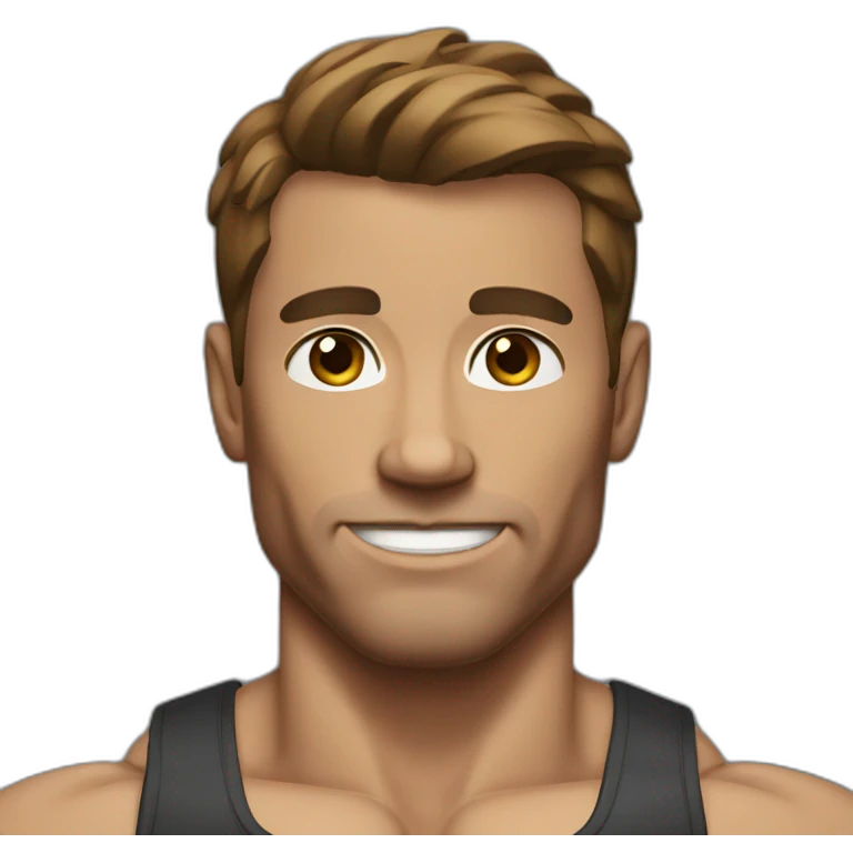 Bodybuilder brown hair without beard emoji