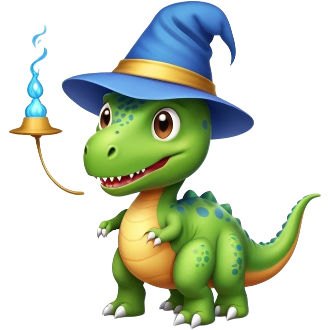 Dinosaur wearing magic hat emoji