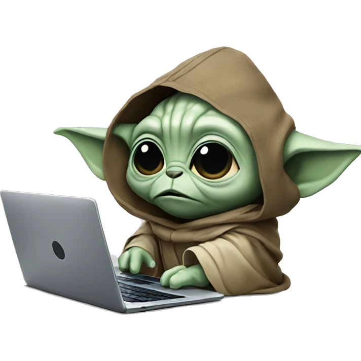 Grogu from Star Wars with a laptop emoji