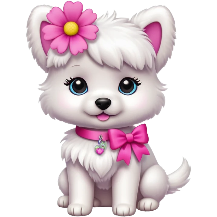 A cute  little Barbie Dog and flower emoji