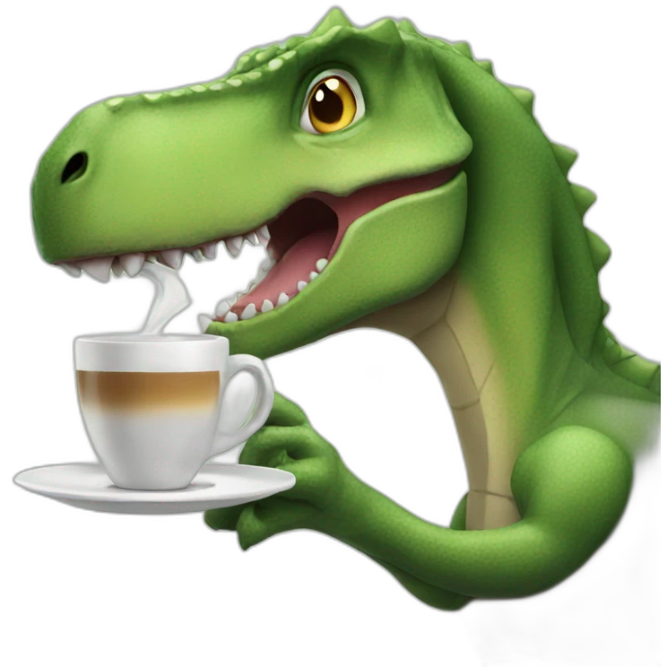 dinosaur drinking coffee emoji