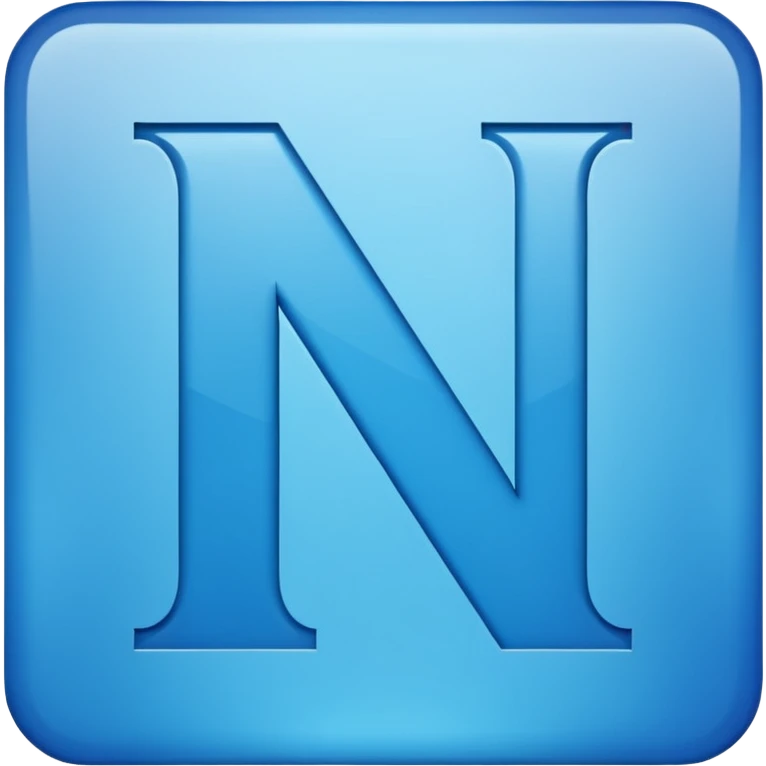 capital letter "N" printed in blue color square shape in center emoji
