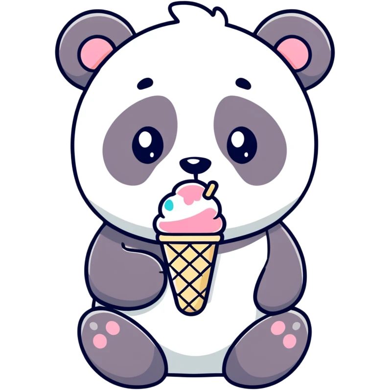 Panda eating ice cream emoji