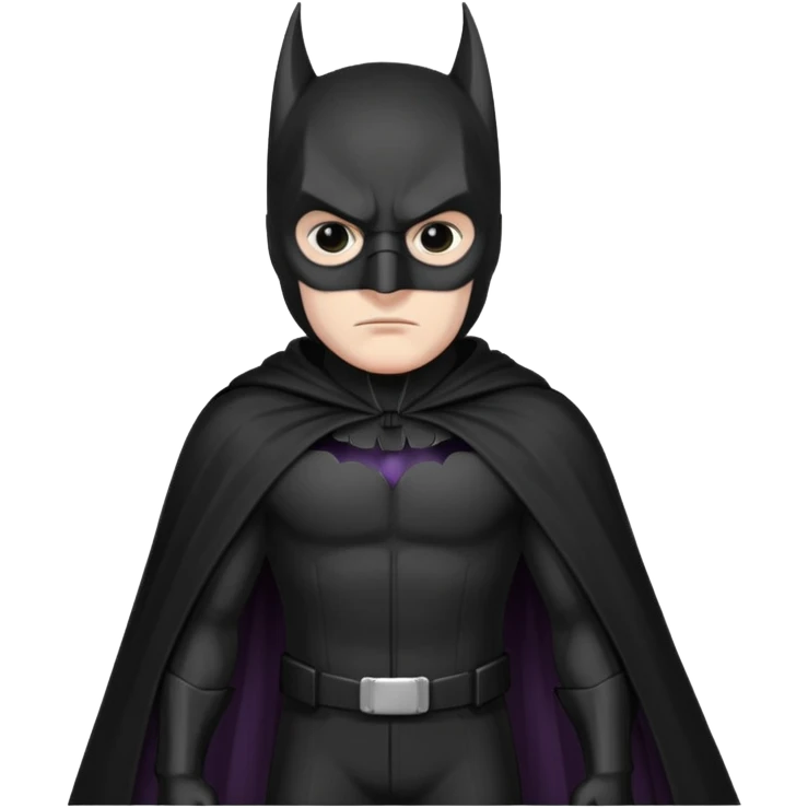 Dark Vigilante

Black suit, long cape, sharp bat-like mask, perched with brooding stance emoji