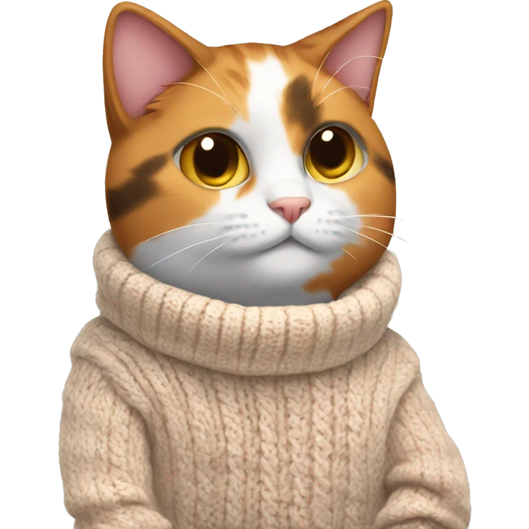Calico cat wearing a cozy sweater emoji