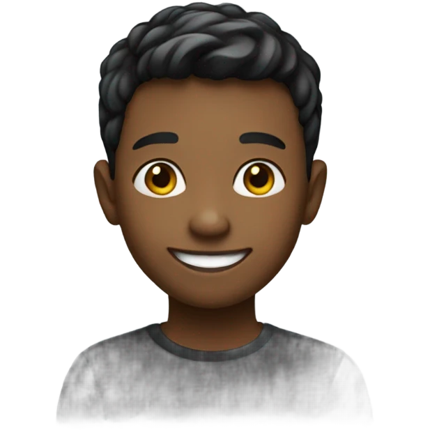 smiling boy in black shirt emoji