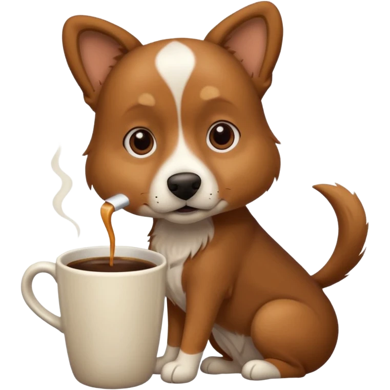 Dog with a cup of coffee emoji
