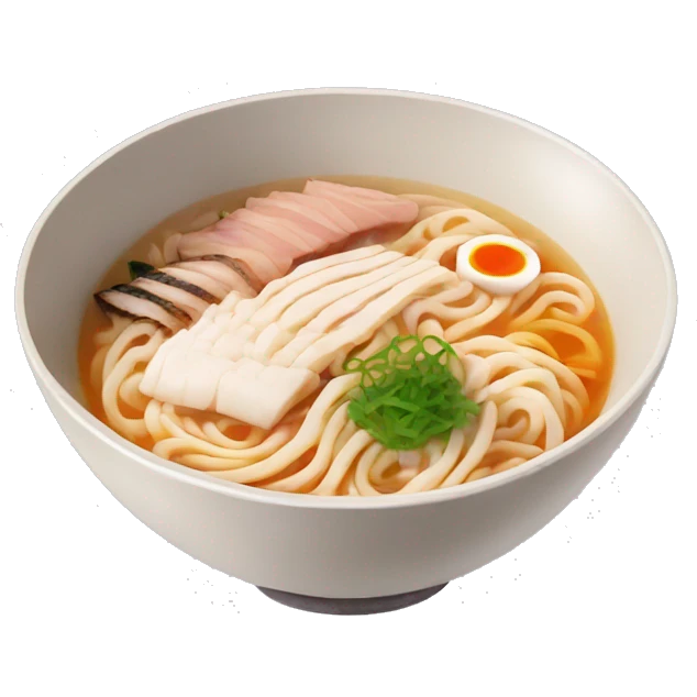 bowl de ramen con chashu y narutomaki emoji