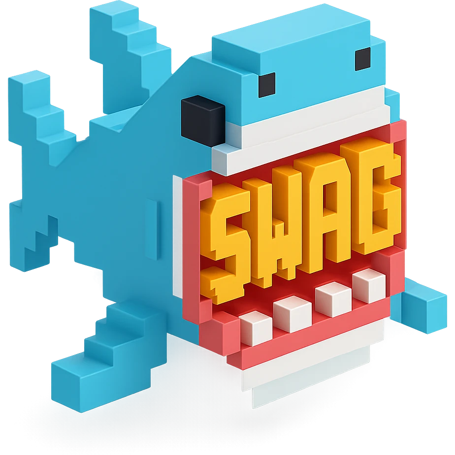 акула в пасти которой надпись SWAG, no background emoji