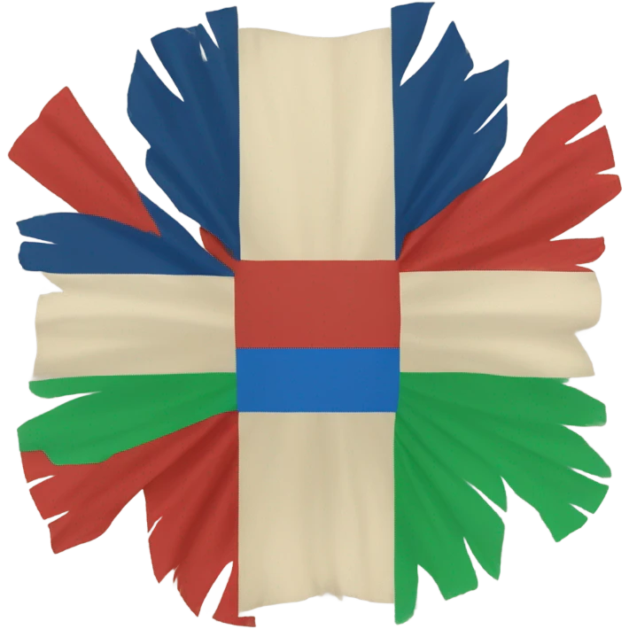 A square flag split in two colours. Top colour green and bottom colour blue, in the middle indian wheel in red colour emoji