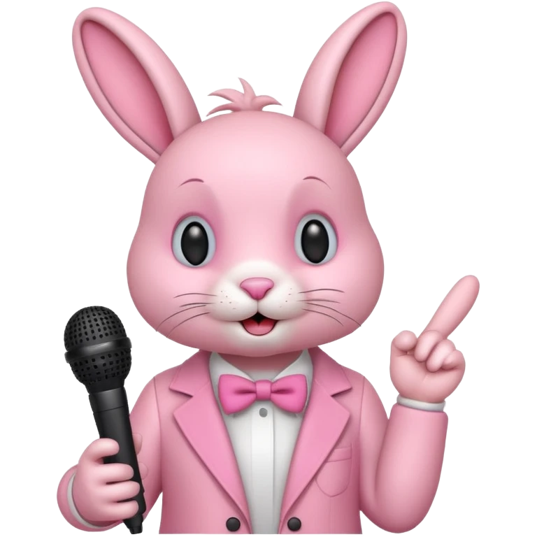 pink bunnie singing , holding mic emoji