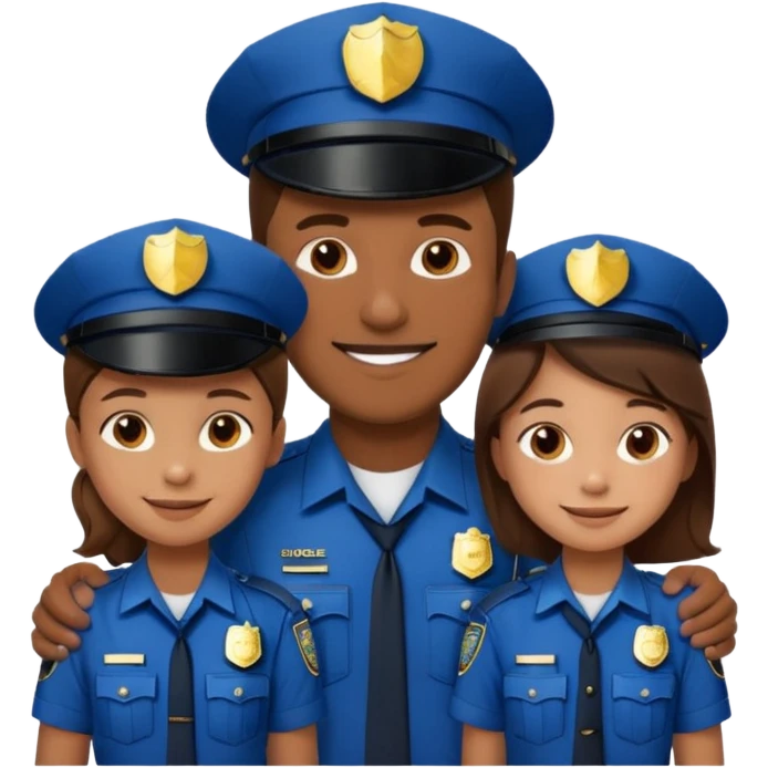 A proud dad who is proud of his children and is a police officer one of the kids is a 11 year old girl and a 9 year old boy emoji