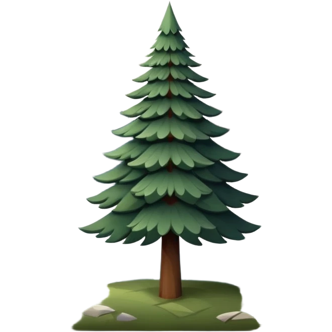 simple single evergreen tree with clouds and mountain blending Scandinavian and Slavic folk motifs, dark neutral forest colors, favicon or emoji style emoji