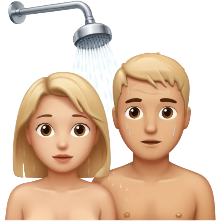 Woman ansman in shower naked emoji