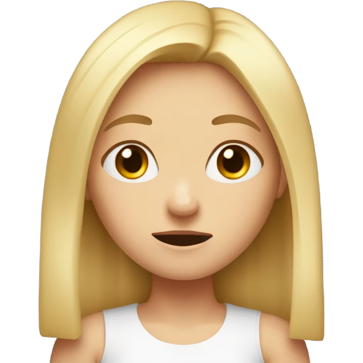 The girl with the straight blond hair was embarrassed. emoji