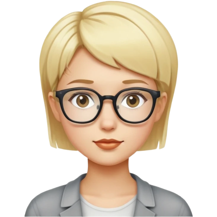  fille blonde cheveux très court  lunette carrée emoji