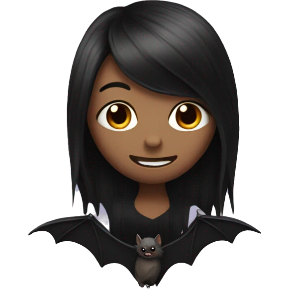 Bat with long black hair emoji