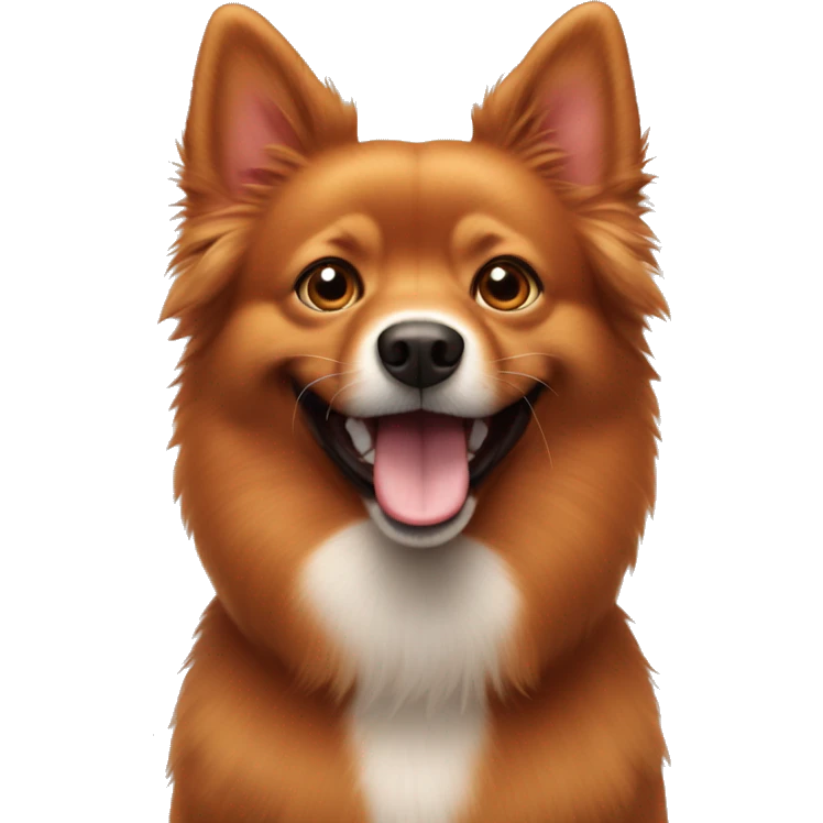 Red dog spitz is smiling emoji
