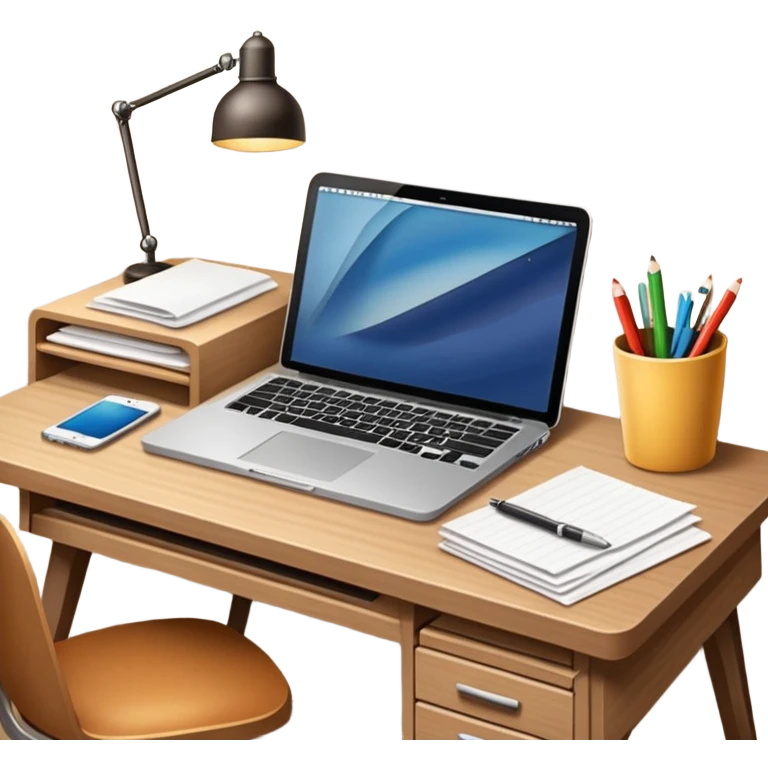 emoji of a cozy desk with a paper and a laptop on it emoji
