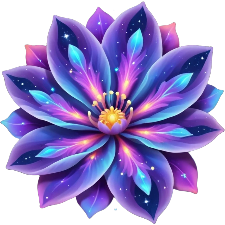 galaxy nebula flower with glowing petals, cosmic colors, starry details, dreamy and magical emoji