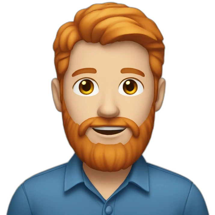 Man with short ginger hair and a long ginger beard wearing a blue collared shirt emoji