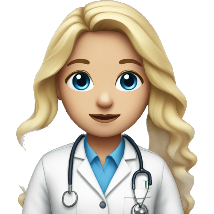 Blue eyes girl, long hair, dressed in a doctor uniform emoji