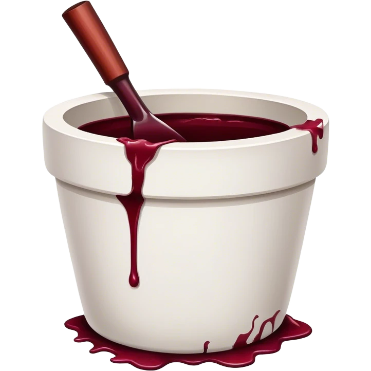 White plant pot that has been smashed and had red wine spilled on it  emoji