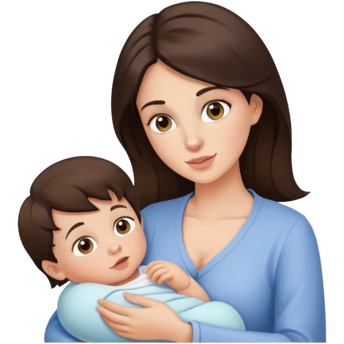 Beautiful brunette nursing baby boy emoji