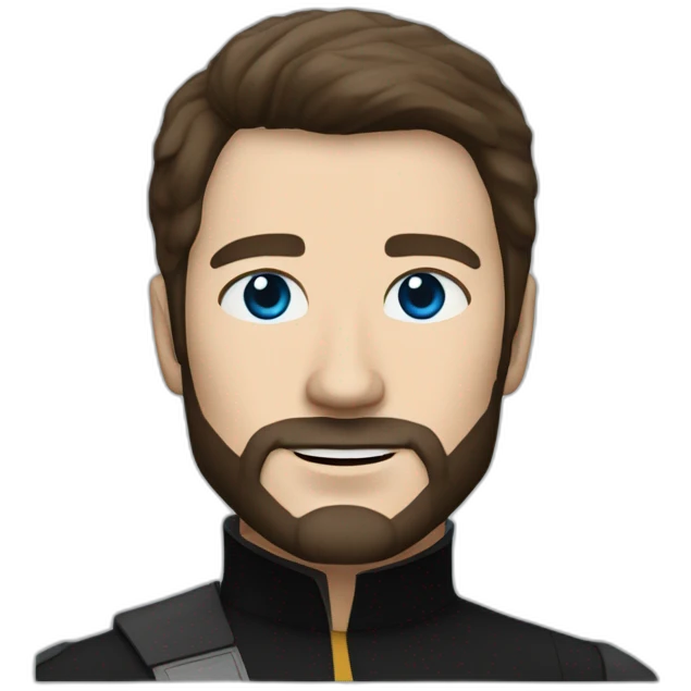 Startrek Handsome white man from Star Trek with Blue eyes and short brown hair and black beard startrek emoji