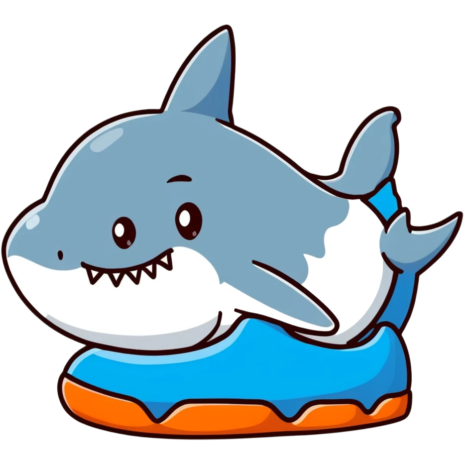 cool cartoon shark with blue Nike shoes emoji