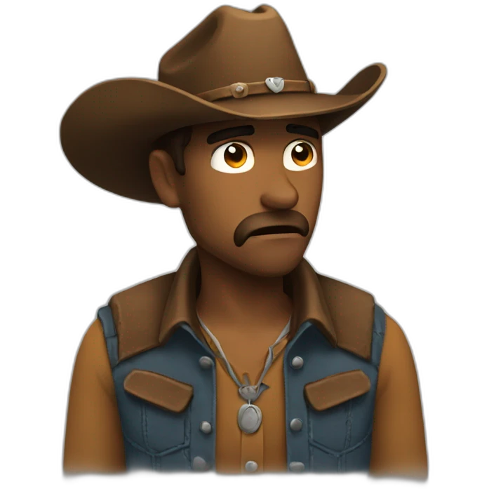 pensive cowboy sobbing emoji