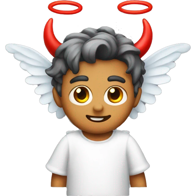 cute angel emoji with devil horns emoji