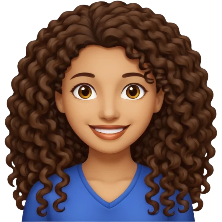 Woman light brown skin long dark curly hair emoji