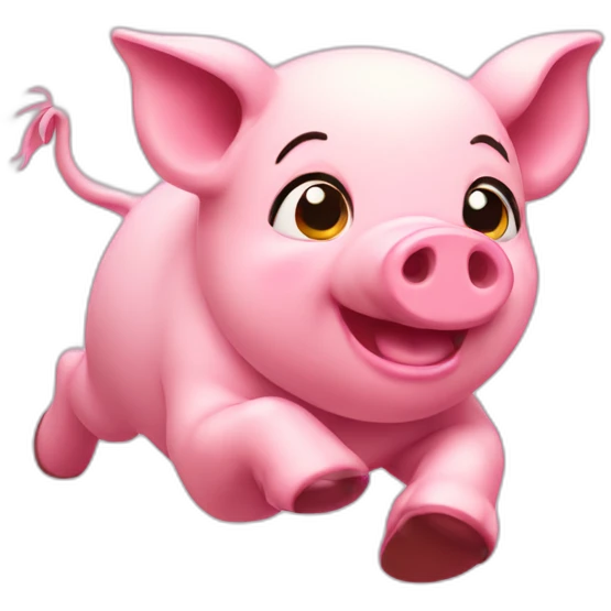 cute pink pig running emoji