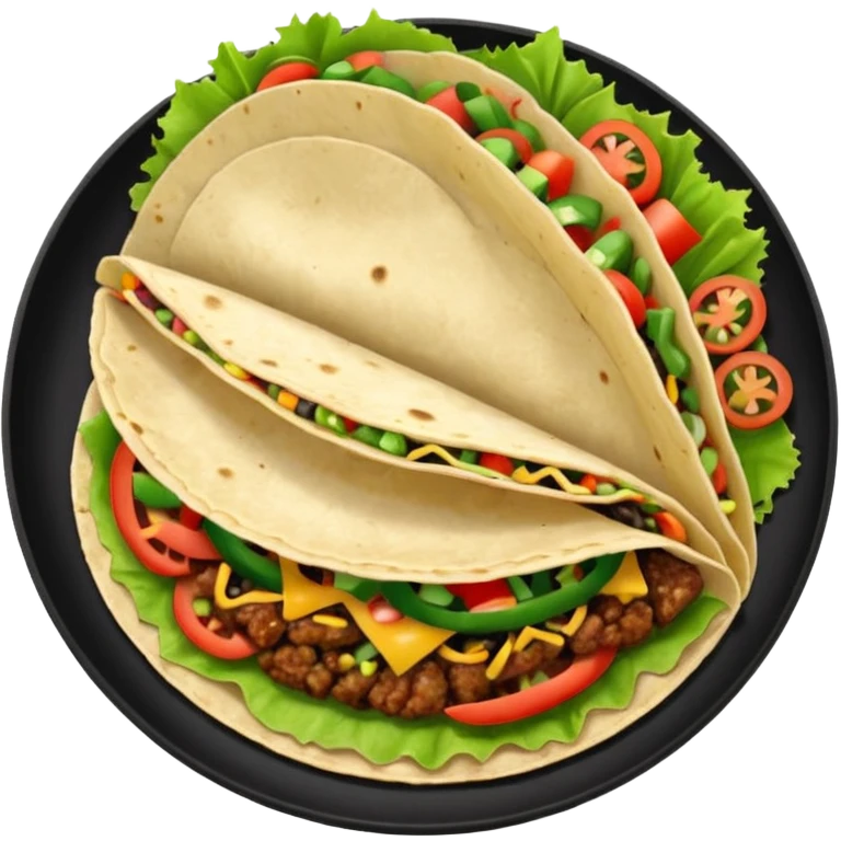 Taco on a black plate,nice  emoji